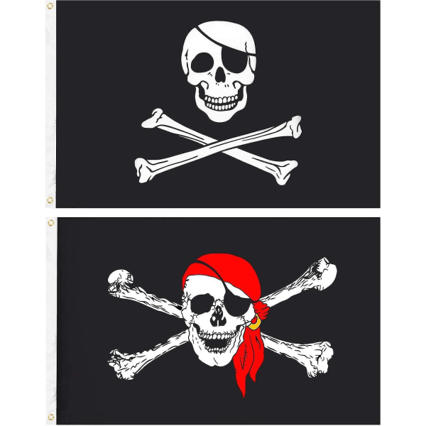 2 delar Piratflagga Jolly Roger Skull Halloween dekoration