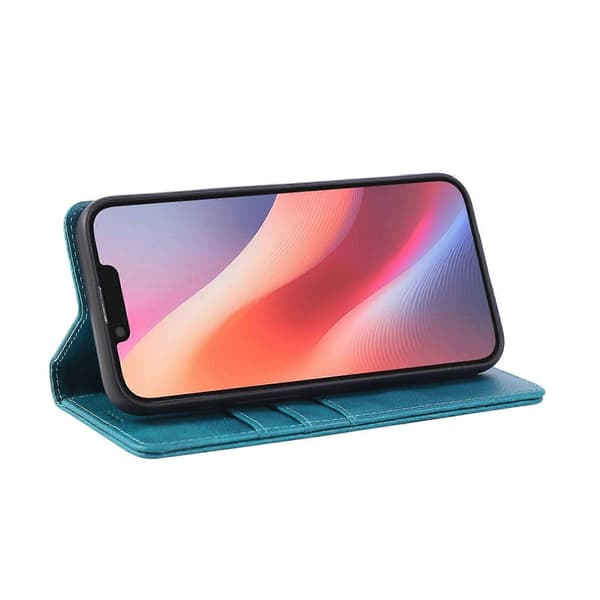 Fodral för iPhone 16e PU Läder Plånboksfodral Peacock Blue