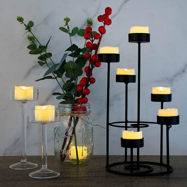24 stk. LED Flammeløse Flimrende Teelys Votivlys Batteridrevet/Elektrisk Flimrende LED Teelys Bulk Falske Lys til Halloween Jul