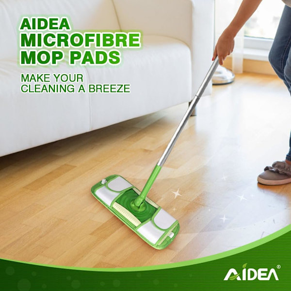 Gjenbrukbare mikrofibermopp-påfyllputer som er kompatible med Flash Speedmop, maskinvaskbare gulvmopp-påfyllputer, moppehoderstatninger for multioverflater Green