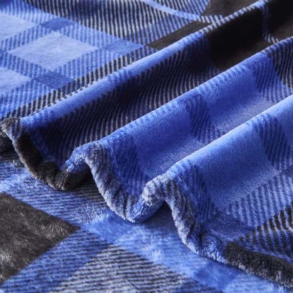 Uldtæppe, egnet til seng eller sofa, helårs plaid flanneltæppe, 150 x 200 cm, blå.