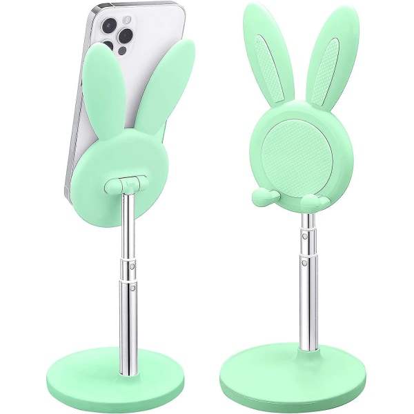 Cute Bunny Telefonholder Stand Højde Vinkel Justerbar Telefon Stand Kompatibel med de fleste 4-12,9 tommer mobiltelefoner eller tablets (grøn-2 Pack)