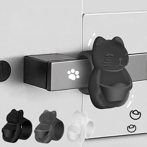 Fortune Cat Dörrstopp – Limfri Silikonplatta – för Väggskydd & Ljudreducering Grey B