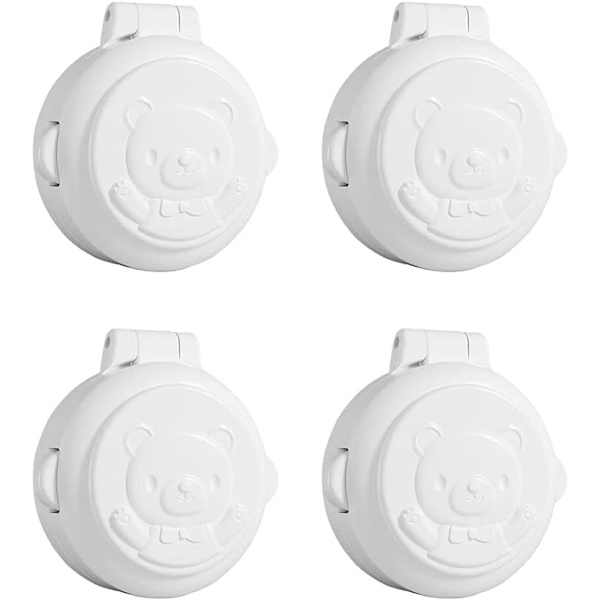 4 stk komfyr knottdeksler barnesikring bryterdeksler vaskemaskin nøkkelstart beskyttelsesdeksler for baby småbarn barnesikkerhet, hvit, (f34t) white