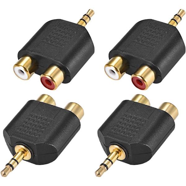 3,5 mm uros - 2 RCA naarasliitin jakosovitin liitin musta 4 kpl stereoäänivideo AV TV-kaapelimuuntimeen