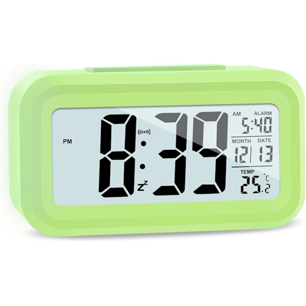 Uppgraderad Digital Väckarklocka, 4,3\" LED-Display med Temperatur Större Ljudstyrka Ljuskontroll Bärbar Snooze Kalender Ljusstyrka med Batteridrift Green
