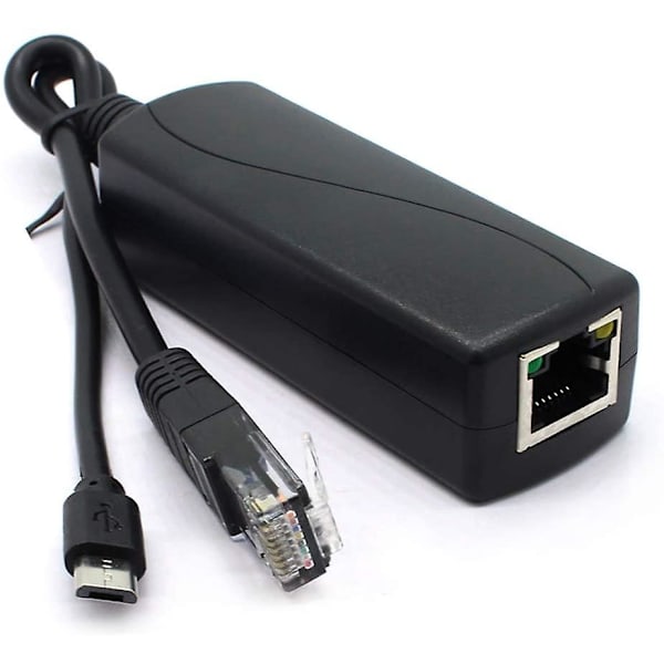 2-pak Gigabit Poe Splitter, 48v til 5v 2.4a Micro Usb Ethernet Adapter, Fungerer med Raspberry Pi 3b+, Ip-kamera og mere