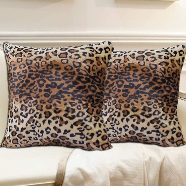 20x20 Inch Wild Animal Leopard Skin Soft Cushion Covers 2 Pcs Cushion Cover For Kids Sofa Home Soft Plush Cheetah Pillow Cases Animal Skin Cushio