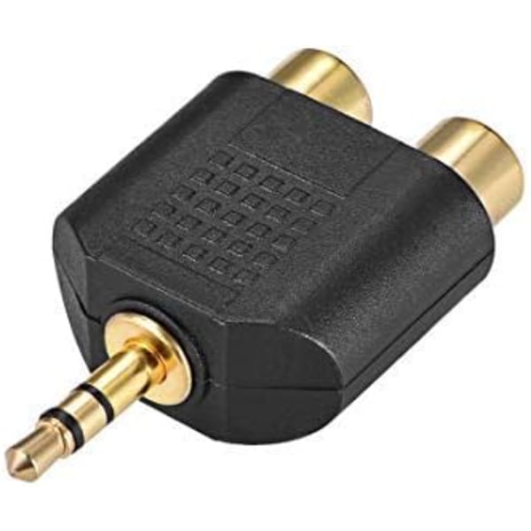 3.5mm Male to 2 RCA Female Connector Splitter Adapter Coupler Black 4 Pcs for Stereo Audio Video AV TV Cable Converter