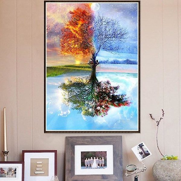 5d timanttimaalaussetti aikuisille, lapsille diy timantit numeroittain, 4 vuodenaikaa puu, strassi kristalli ristipistokoko sarja, timanttimaalaus kotiin