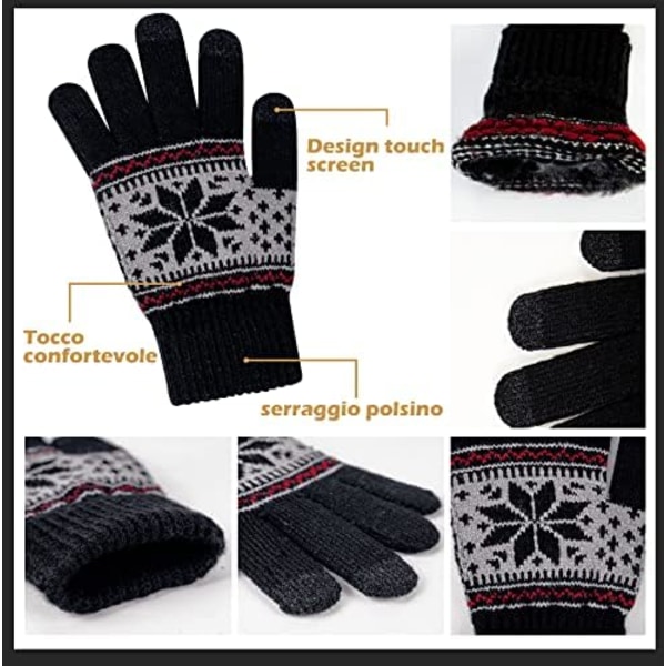 2 Par Dam Vinter Touchscreen-Vantar Varma Stickade Termiska Vantar Tjockfodrade Plush-Foder Handleds Vantar Touchscreen för Smartphone