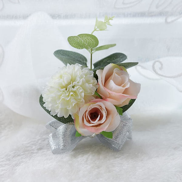 2 stk. brude håndledsbuket, håndledsbuket blomstersæt, bryllupsbuket håndledsblomst dekoration, håndlavet brudgom boutonniere, armbånd og corsage Weiß
