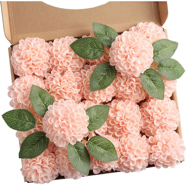 Konstgjorda blommor 20 st falska skum Dahlia blomma med stjälkar, DIY skum Dahlia blomma för bröllopstårta buketter blomsterarrangemang Pink 20pcs