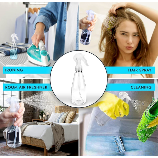 Sprayflaskor, 2-pack, 200 ml, Vattensprayflaskor, Växtdimma, Transparenta, Tomma, Plastsprayflaskor för Trädgårdsskötsel, Rengöring, Luftfräschning