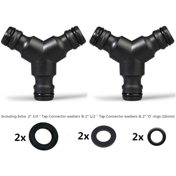 2 stk. Snap On slangedeler (3-vejs) 1/2\" Y han have slangekobling Y Male Connector 2 Pack