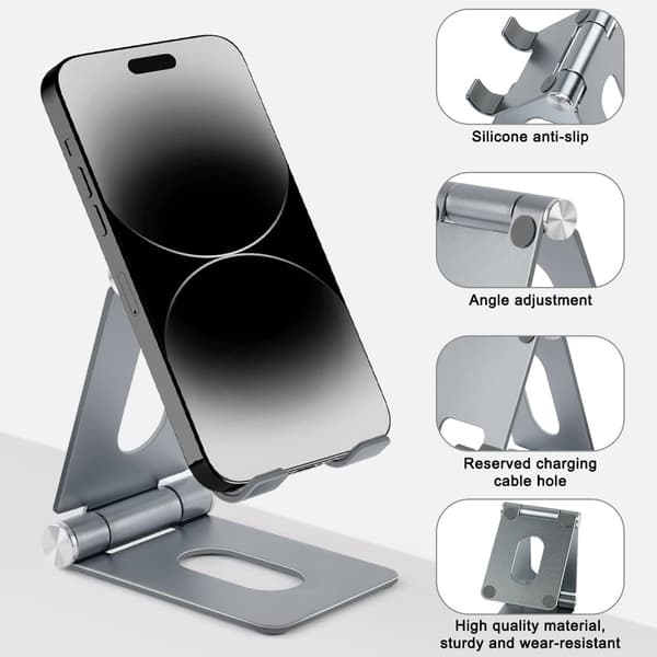 Skrivebordstelefonholder, foldbar holder i aluminiumslegering