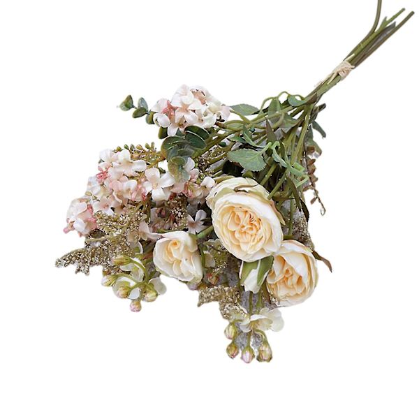 Kunstig blomst charmerende udsøgt stof realistisk nordisk stil blomsterbuket til hjemmet-farve:hvid
