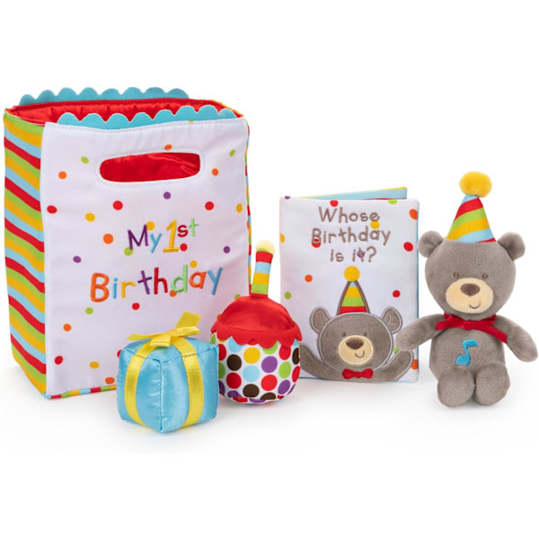 Baby, Min Första Födelsedag - 5-Delars Plysch Leksakssats, Sinnesleksaker för Bebisar, 8 tum Birthday Playset