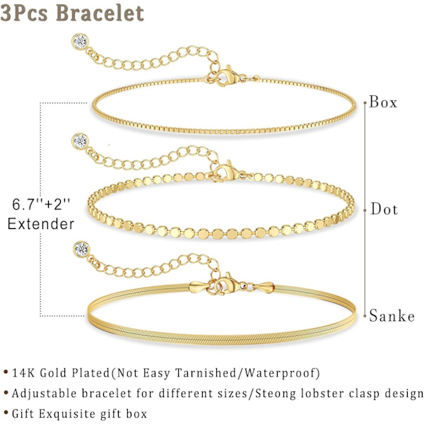Sarte Armbånd til Kvinder Trendy, Smykkesæt til Kvinder Armbånd til Kvinder 3Pcs Bracelet A