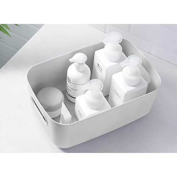 Set med 4 vita förvaringskorgar i plast, förvaringskorg i plast