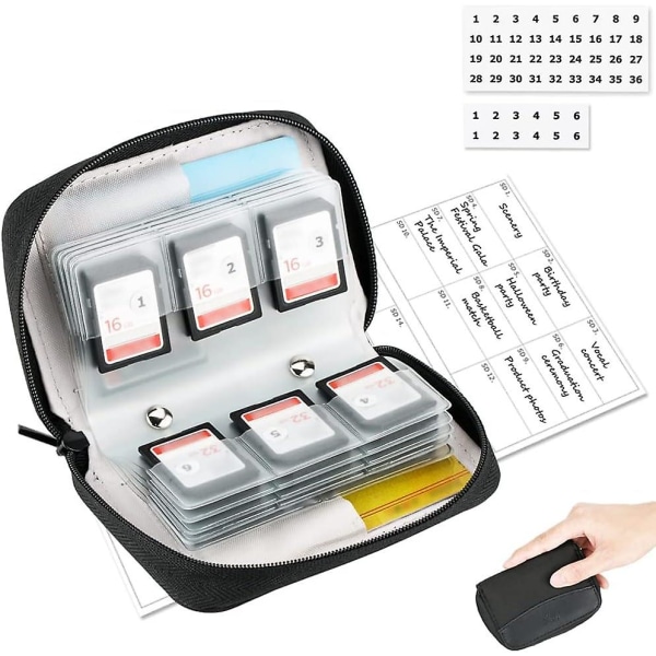 (24 Sd + 4 Cf) 28 Fack Sd- case med etiketter, Organizer för 24 Sd Sdxc Sdhc-kort + 4 Cf Xqd-kort, Portable Wallet Case