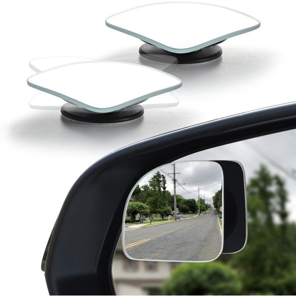 Dödvinkelspegel, fläkt HD glasramlös konvex backspegel med vidvinkel justerbar sticka för bilar SUV och lastbilar, paket med 2 Fan Pack of 2