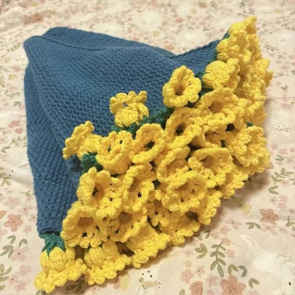 Blomstertæppe Hæklesæt Rosebuket Tæppe DIY Sæt Hæklet Buket Plaid Håndværkssæt B