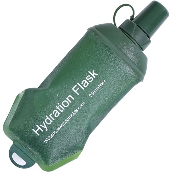 250ML Myk Flask, TPU Foldbar Løpehydreringsflaske, Myk Sammenleggbar Vannflaske for Hydreringspakke Sykling Maraton Løping Fotturer Green 250ml