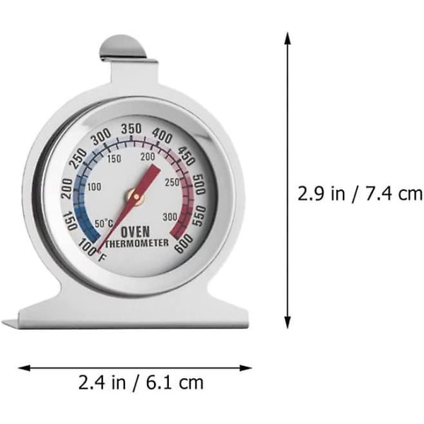 Ugnstermometer i rostfritt stål, omedelbar avläsning, köksugn, temperaturmätare, grilltemperaturer, mätverktyg för hem och butik (2 st,