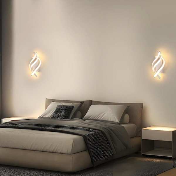 LED væglampe 22W, moderne aluminium LED væglampe med 3 spiralformede lamper, 3000K varmt lys, indendørs væglampe vægbelysning til soveværelse stue