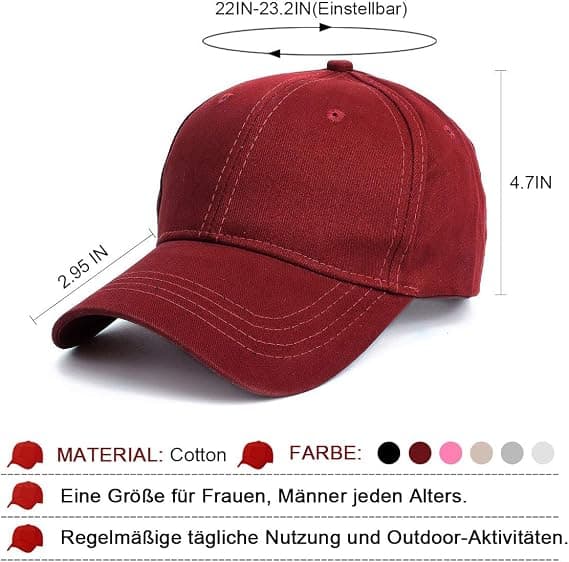 Baseballcaps - Uformell caps, sporty baseballcaps Klassisk ensfarget