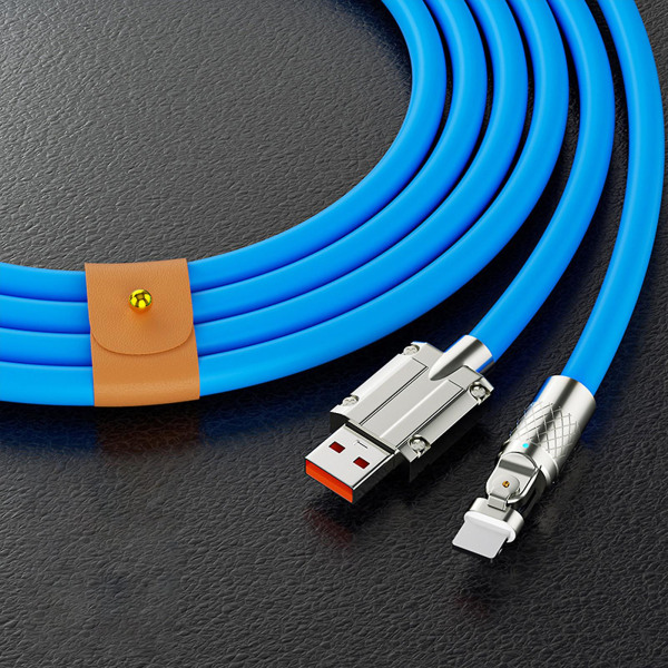 Snabbladdningskabel USB till C-sladd 180 graders roterande rätvinkligt huvud för snabbladdning av mobiltelefon 1,5 m Apple Blue