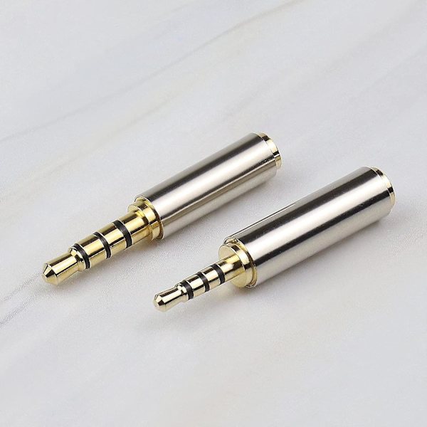 Audio Hovedtelefon Headset Adapter Konverter Stik Guldbelagt Til Stereo Headset Audio Øretelefon Smartphones Mikrofon Mic Tablets(4stk, Sort Grå)