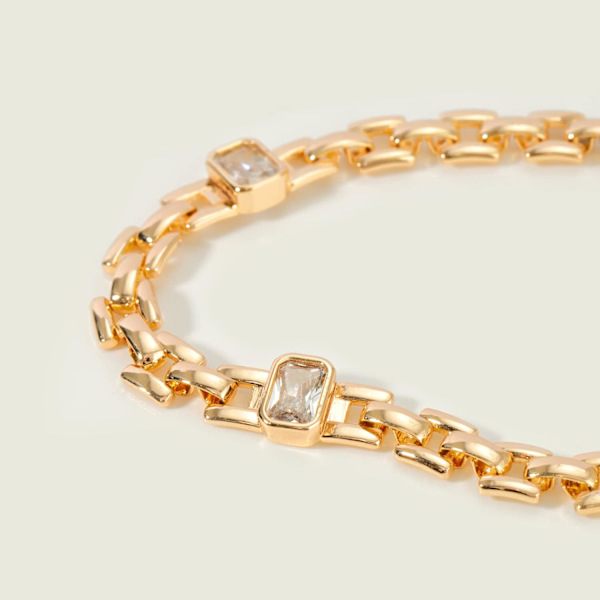 Armband för kvinnor 14K guldpläterad delikat kedja enkelt smycke sött för flickor Deco Link 2 Layer Satellite Chain