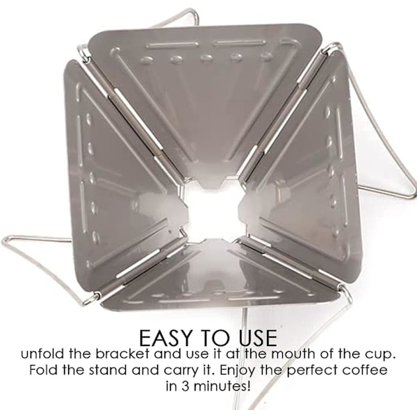 Kaffe filter, kaffedripper kon portabel rostfritt stål hopfällbar kaffedropp utomhus butiker platt hopfällbar kaffekanna kon kaffefilter för resor