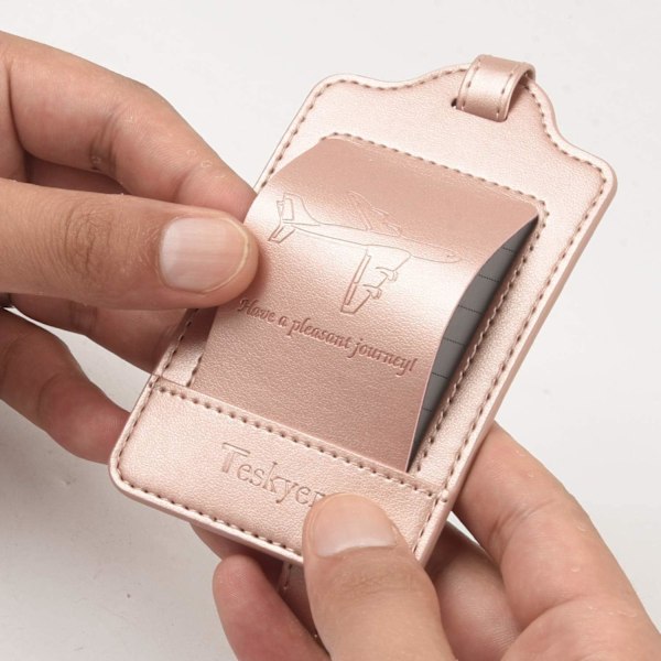 3 kappaleen matkalaukkutagit, PU-nahkaiset matkalaukkutagit matkalaukuille, matkalaukkujen nimilaput nimikortin kanssa, huomattavat, kestävät, matkatarvikkeet, R Rose gold 2.7 x 4.2 inch/6.8 x 10.7 cm