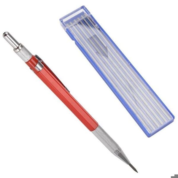 Svetsstiftpenna med 12 utbytesstift med rött band, tillverkad, röd