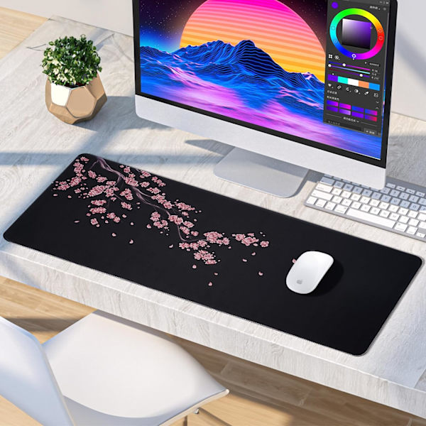 Musematte Gaming Stor Skrivebordsmatte (31,5 x 11,8 x 0,12 tommer) Vaskbar Stor Musematte, Japansk Musematte med Antiskli Gummibase, Utvidet Mo MousPad Y8 XL
