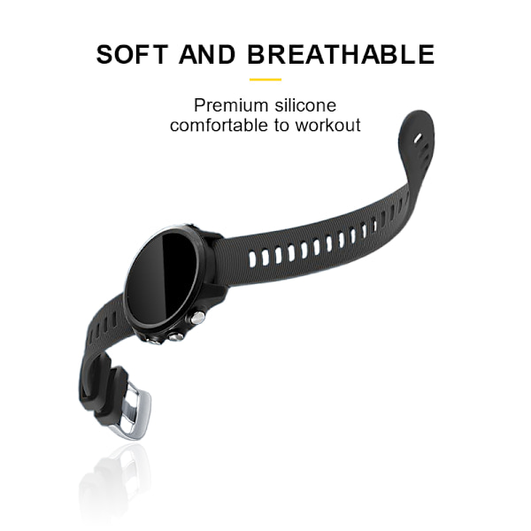 Urrem til Garmin Forerunner 245 Silikone Sort 20 mm Sort 20 mm Black