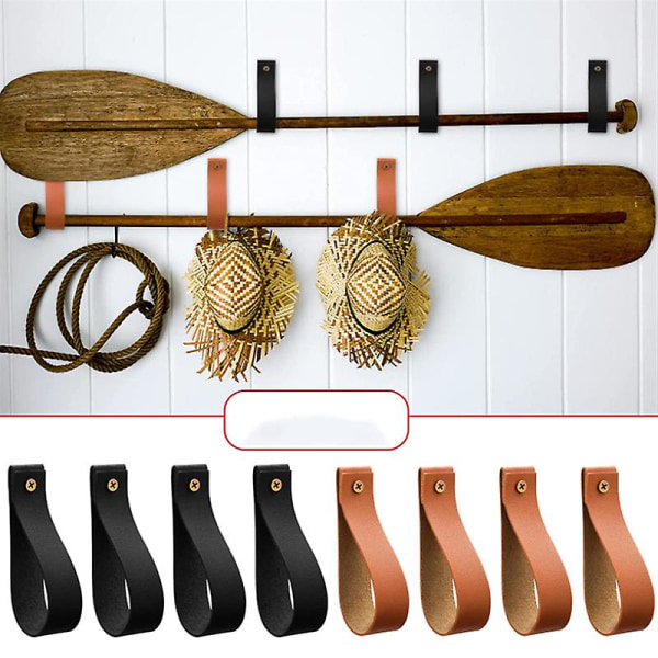8st svart+brunt läderhandtag för möbler, skåpshandtag, dörrhandtag för skåpknopp Skåp, Anti-kollision, köksdörrhandtag, B