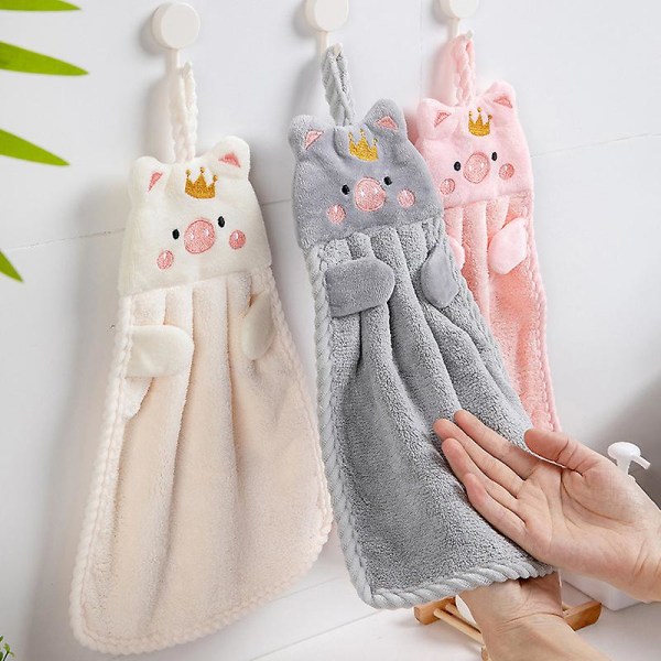 3 stykker børnehåndklæder Søde dyrehåndklæder Absorberende hurtigtørrende mikrofiberhåndklæder med hængesløjfe til køkken og badeværelser
