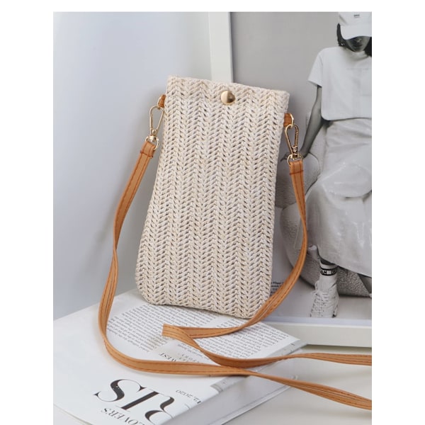 Liten Axelväska, Mobilväska för Kvinnor, Axelväska i Halm, Handväska Vävda Handväska Axelväska Halm Sommar Kvinnor Armor Crossbody Off-white