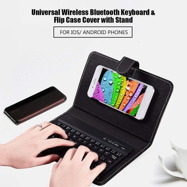 Bærbart trådløst tastatur - Sammenfoldeligt Bluetooth-tastatur til Smartphone Tablet Laptop-sort