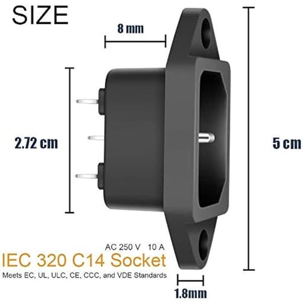 10 st AC 250V 10A IEC 320 C14 Panelmonterad strömkontakt adapteruttag