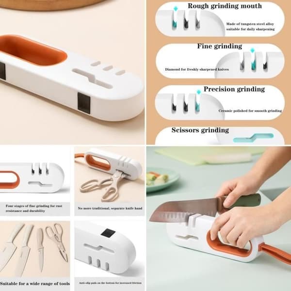 Knivslip - Professionell - 4 i 1 - Vit - Ergonomisk - HIPS