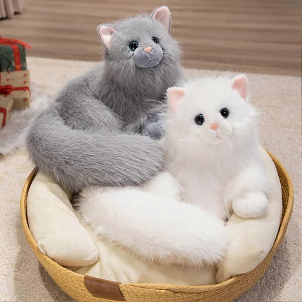 Plys Kat - til Gave - med Realistisk White
