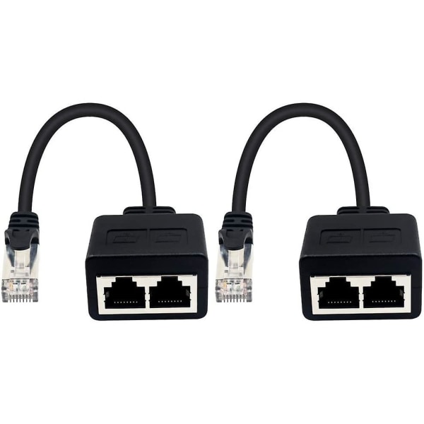 (1 par) Rj45 1 hann til 2 hunnadapter for Ethernet LAN-kabelforlengelse Kat. 5/6. Surf på nettet samtidig