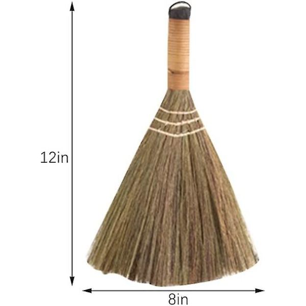 Perinteinen pieni kotiharja, olki-bambu-rotting-miscanthus-punottu, ei staattista sähköä (d-583-a)