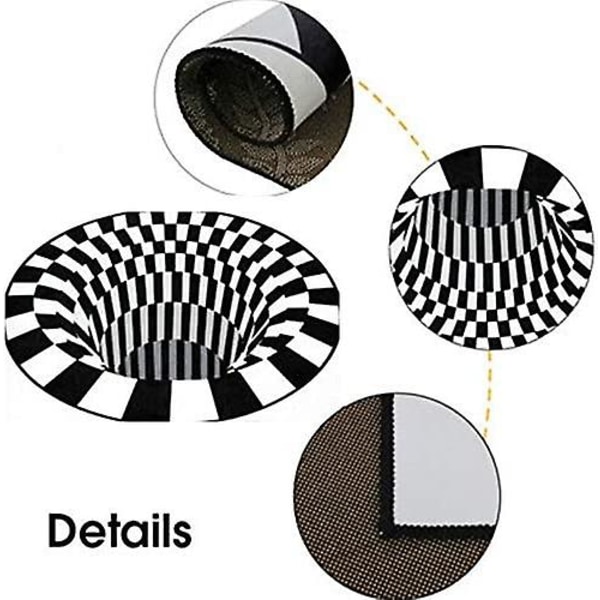 3d Vortex tæppe 3d swirl print optisk illusion tæppe Skridsikkert gulv dørmåtte tæpper til soveværelse stue