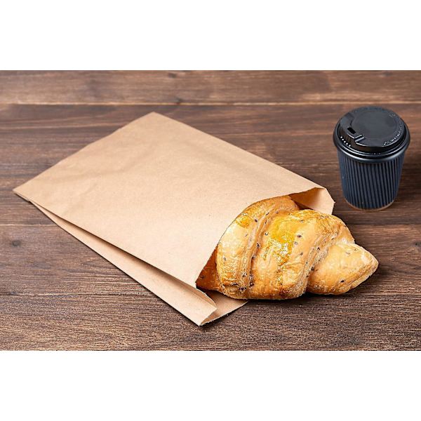 15*5*22cm, 100 stk. Brune Papirsposer Til Morgenmad, Papirsposer, Brødposer, Slik, Kager, Fastfood, Kaffe, Mad Bageri